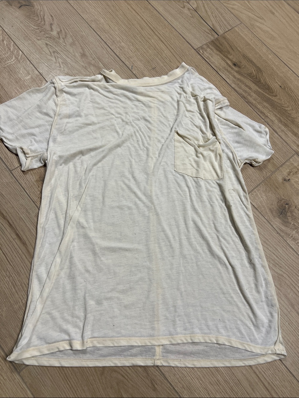 Free People Cream Short Sleeve Pocket Tee